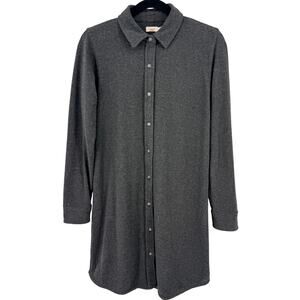 Faherty Legend Sweater Dress Gray Small Button Front Collared Shirt Dress